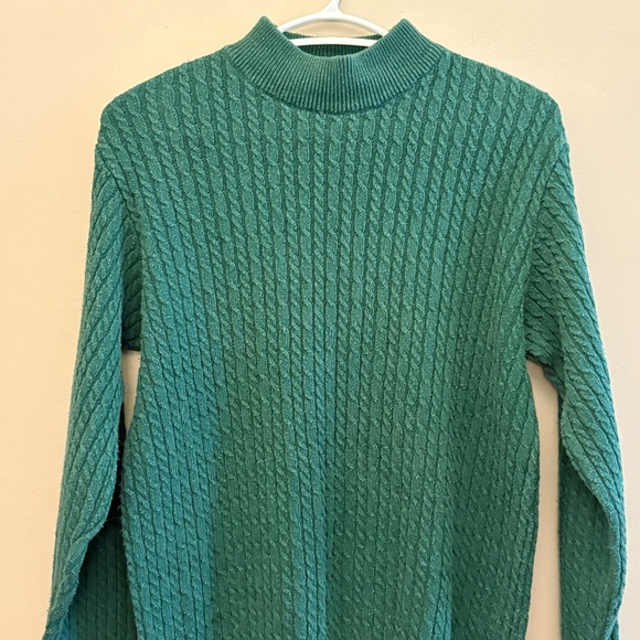 Vintage Parkhurst Green Cable Knit Crewneck 70% Cotton MADE IN CANADA - Picture 3 of 12